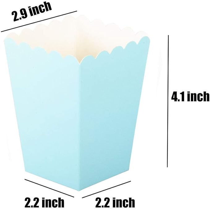 YESON Light Blue Popcorn Boxes Mini Paper Popcorn Box for Party,Pack of 36