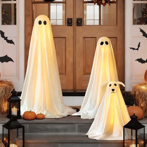 halloween decorations outdoor - 3 pack lighted spooky, side view