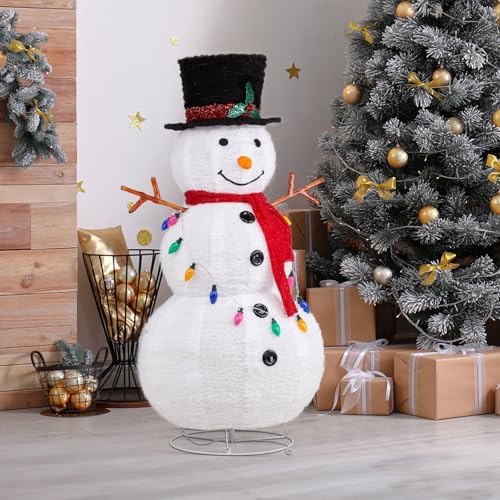 outvita outdoor christmas decorations 4ft lighted snowman, white, front angle view