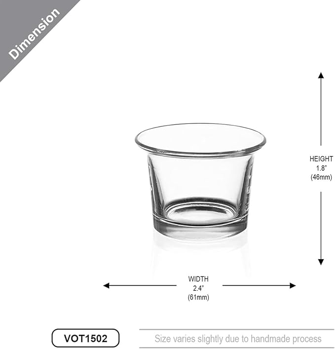 WGV Flare Lip Cylinder Tea Light Votive Candle Holder 2.4" W x 1.75" H, Clear Oyster Glass Cup, Small Accent Decor, 1 Pc