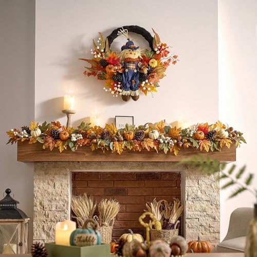 valery madelyn 24" collapsible scarecrow doll fall wreath, side view