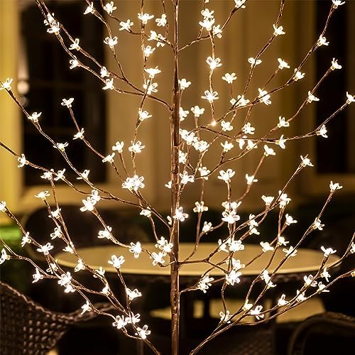 tybeeu 4ft 5ft 6ft lighted cherry blossom tree on a desk or shelf