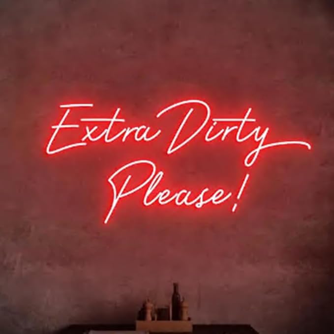 Extra Dirty Please Neon Light Sign, Dirty Martini Bar Wall Neon Light, Cocktail Bar Led Neon Sign, Cocktail Station Decor, Martini Décor Size:H9 x W20inch