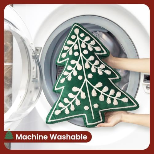 aels embroidered 18.5" merry christmas tree decorative throw showing dimensions
