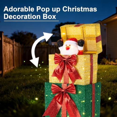 glitzhome lighted outdoor christmas decor, 40" animated stacked, package contents