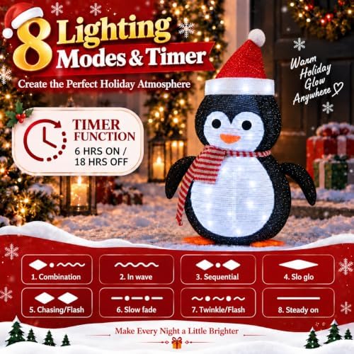 27.5-inch lighted christmas penguin for outdoor christmas decorations showing dimensions