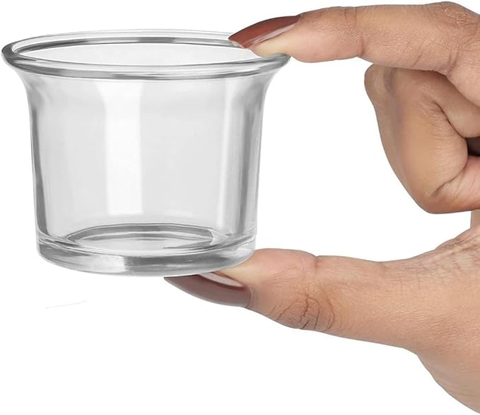 WGV Flare Lip Cylinder Tea Light Votive Candle Holder 2.4" W x 1.75" H, Clear Oyster Glass Cup, Small Accent Decor, 1 Pc