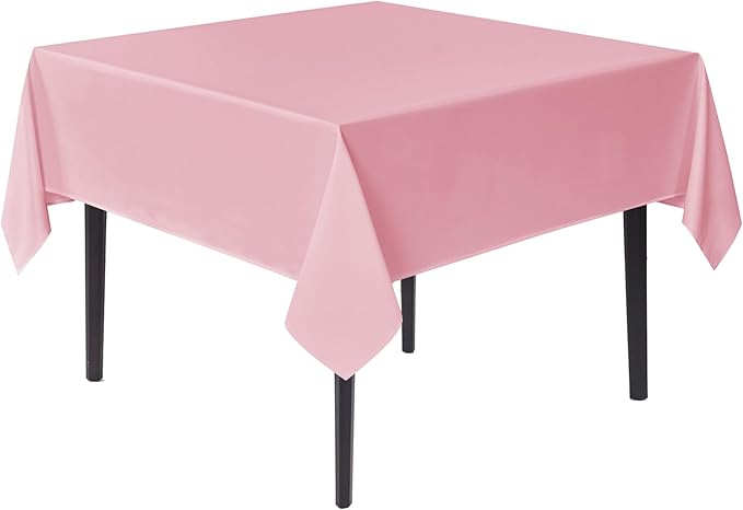 sancua Square Tablecloths 85x85 Inch - Pink Fabric Table Cloth for Square or Round Tables, Washable Polyester Table Cover for Outdoor Party, Birthday, Buffet, Resturant
