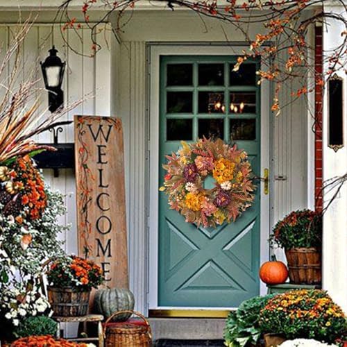 wanna-cul 24 inch fall harvest front door wreath, package contents