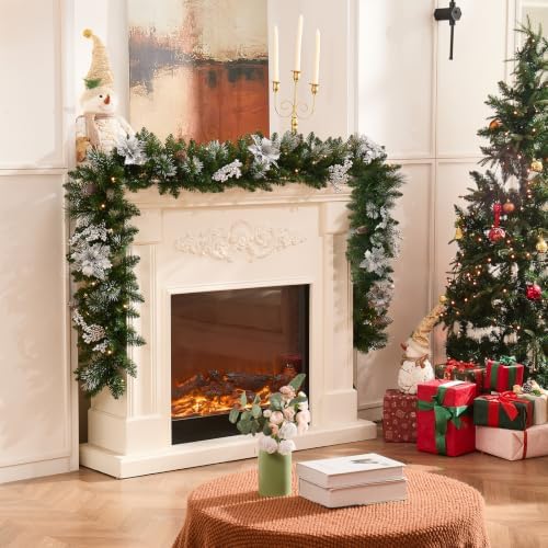 9 ft pre-lit christmas garland, color-changing lights and, package contents