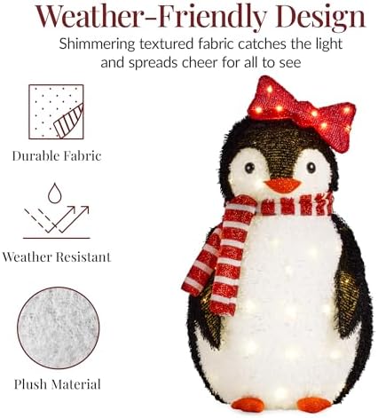 best choice products 4-piece lighted penguin family, large, package contents