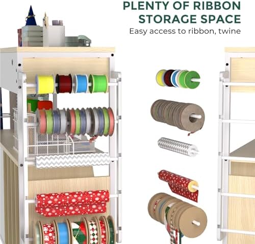 wrapping paper storage & organizer, craft cart with showing dimensions
