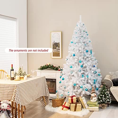 goplus 6ft white artificial christmas tree with 1000 shown in use