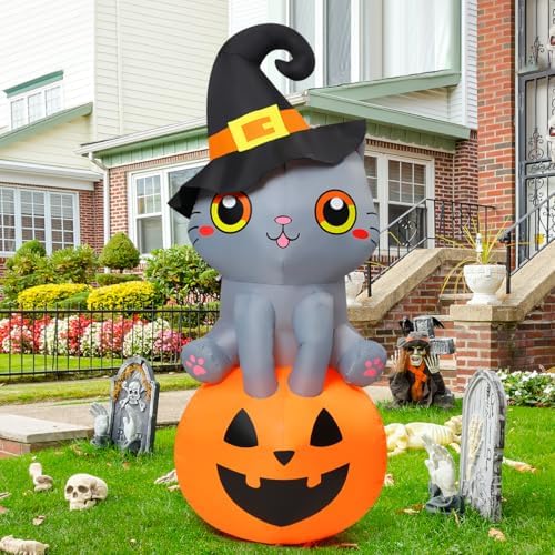 goosh 6 ft halloween inflatables cat outdoor decorations, side view