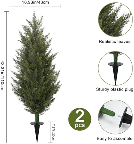 3.6ft fake topiary trees artificial outdoor 2 pcs, close-up detail