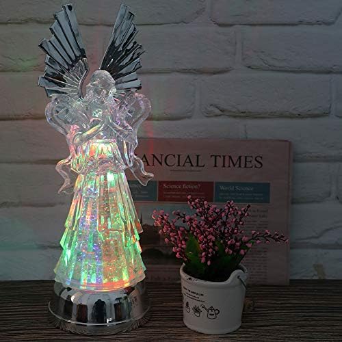 eldnacele 14" angel praying figurine snow globe lantern, close-up detail