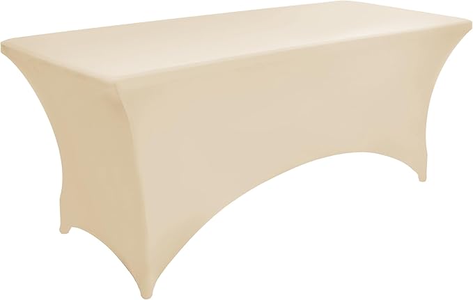 2-Pack 8ft Spandex Table Covers for Rectangle Folding Tables - Washable Elastic Tablecloth - Ultimate Fitted Table Protector for Birthday Parties, Trade Shows, Banquet
