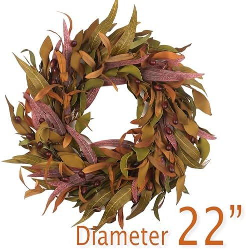 fall wreaths for front door 22 inch, olive shown in use