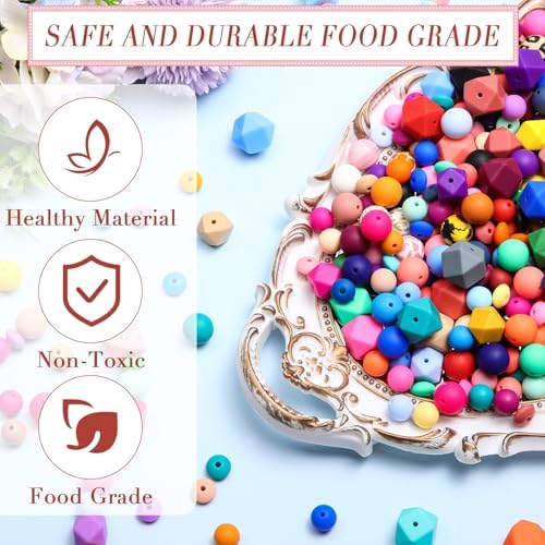 hotop 342 pcs silicone beads for keychain making, side view