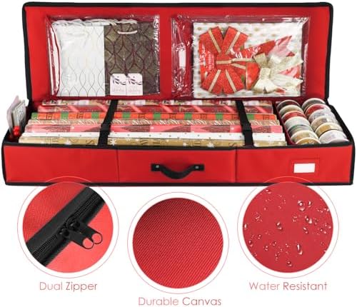 hearth & harbor wrapping paper storage container shown in use