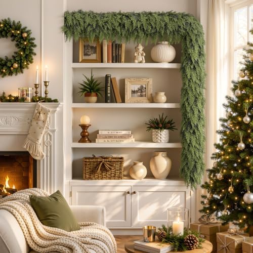 alupssuc 9ft christmas garland, encrypting real touch &full on a desk or shelf