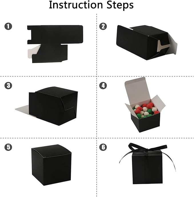 COTOPHER 25pcs Wedding Favor Boxes, Paper Gift Boxes 3x3x3 Inches Small Gift Boxes with Ribbons for Gifts, Crafting, Cupcake, Candy, Bridesmaid Proposal Boxes