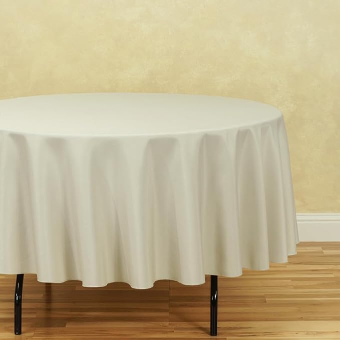 LTC LINENS 2 Pack 90 Inch Round Tablecloth Beige - Wrinkle Resistant Table Cloth for Round Table -Washable Polyester Fabric Table Cover for Wedding, Party