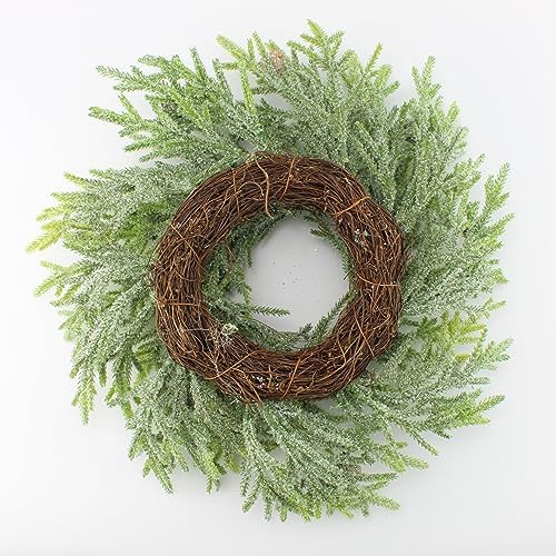 auldhome design artificial christmas wreaths (2-pack, 14-inch); evergreen, front angle view