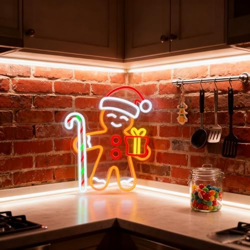 gingerbread man neon sign for christmas decor holiday, package contents