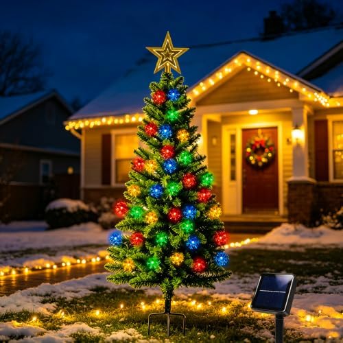 4ft 100led solar christmas tree for outdoor christmas showing dimensions