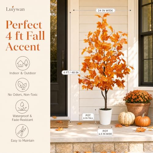 4ft artificial maple tree, fall tree with pot shown in use