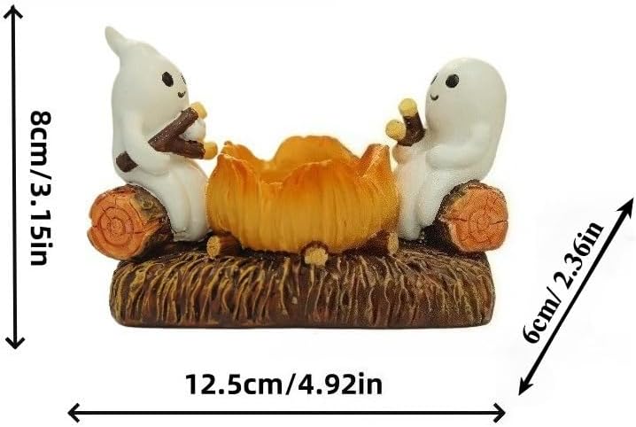 Halloween Candle Holder with Ghost Figurines -Indoor Seasonal Decor Base for Bowl Candles Party & Home Display