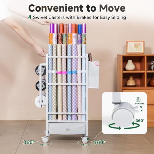 aquzee wrapping paper storage, wrapping paper cart with, package contents