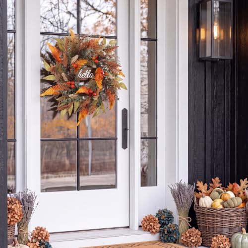 paper fair 26 inch fall wreath for front, close-up detail