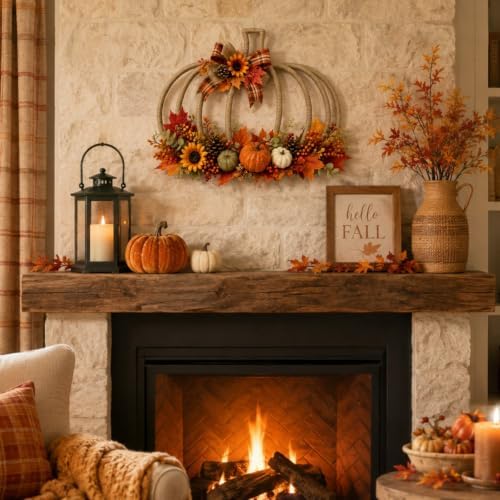 hotop 7 pcs pumpkin wreath frame metal wire on a desk or shelf
