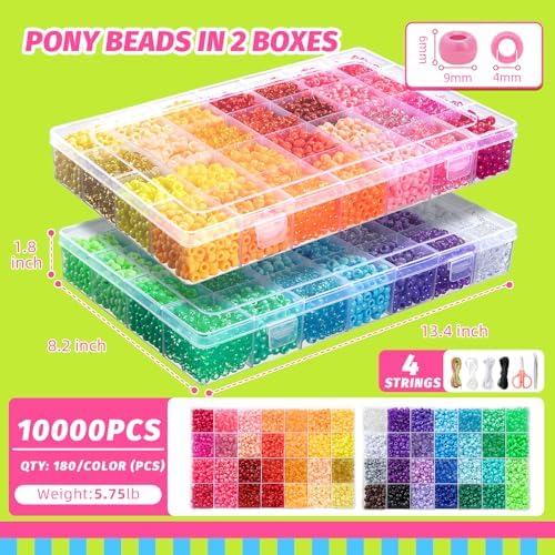 simetufy 10000pcs pony beads bulk, 56 colors 6x9mm, close-up detail