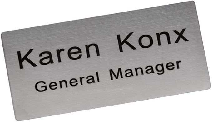 Custom Engraved Name Tag Badge for Business Personalized Identification with Pin or Magnetic Backing Metal ID Badge (Silver/Black, 1.5" x 3")