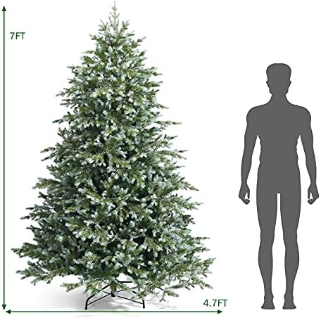 goplus 7ft artificial christmas tree, feel real unlit on a desk or shelf