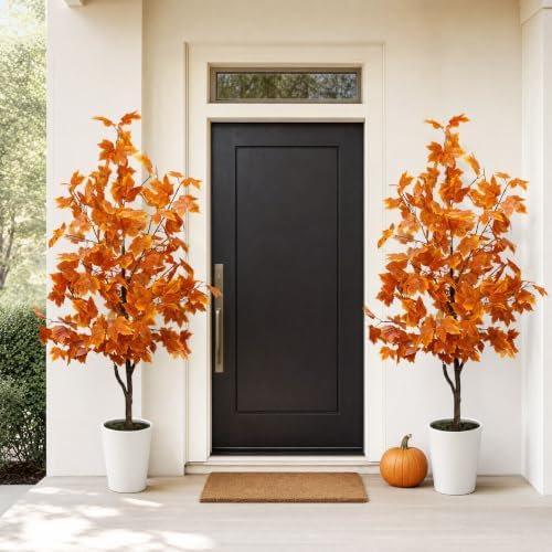 4ft artificial maple tree, fall tree with pot on a desk or shelf