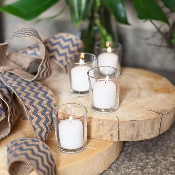 Set of 72 Richland® Votive Candles White Unscented and 72 Eastland® Votive Holders Clear