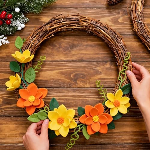 grapevine wreath set, 8 pcs vine branch wreaths on a desk or shelf