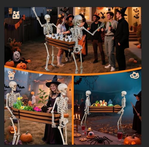 Quntis Halloween Skeleton Outdoor Decorations - 5ft Posable Skeletons Carryin...