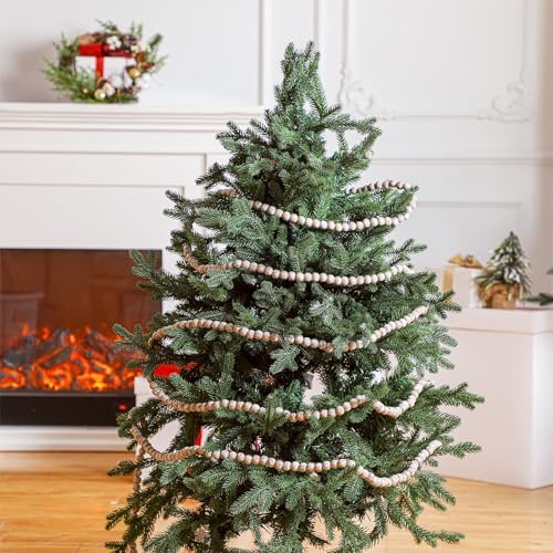 fairysandy 39.3 ft frosted wooden bead garland christmas, package contents
