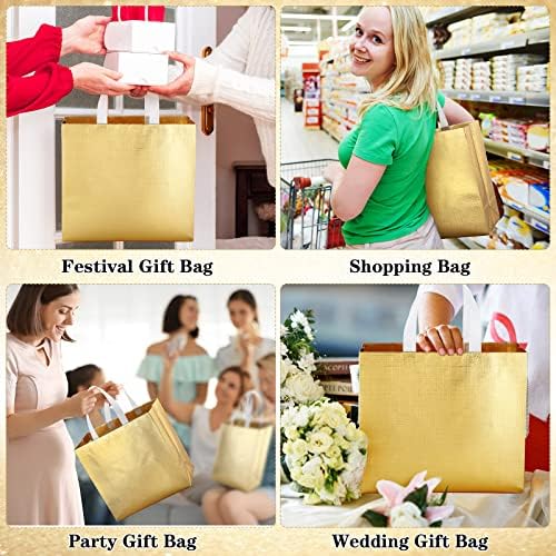 zhehao 64 pcs gold reusable grocery bags 12.7 on a desk or shelf