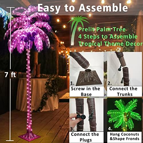 7ft light up palm trees outdoor with remote, side view