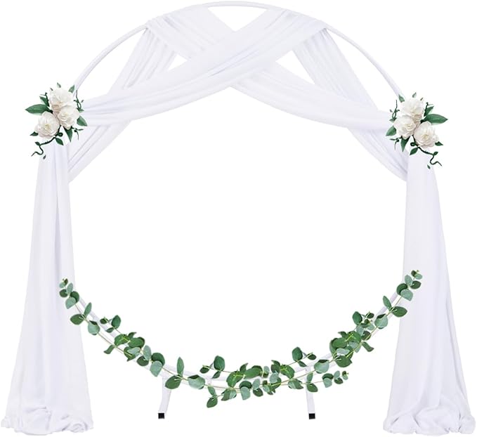 Socomi Wedding Arch Draping Fabric 1 Panel 29" x 19Ft White Sheer Chiffon Curtain Drapes 6 Yards for Wedding Ceremony Birthday Party Decoration