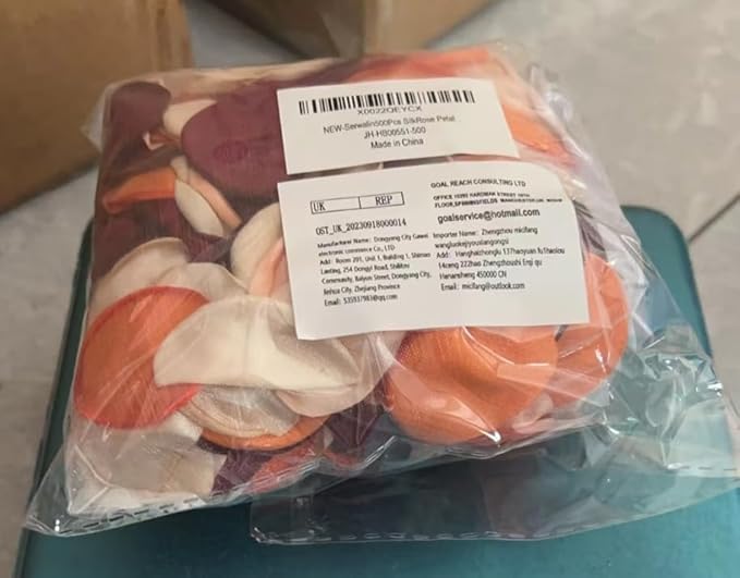 Serwalin 500Pcs Silk Rose Petals Flower Petals for Weddings Burgundy Gold White Petals Fake Orange Petals for Aisle Flower Girl Basket Bridal Shower Table Decor (4 Color Mixes)