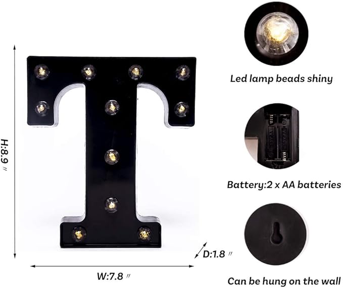Foaky Black LED Marquee Number Lights Sign Light Up Marquee Number Lights Sign for Night Light Wedding Birthday Party Battery Powered Christmas Lamp Home Bar Decoration