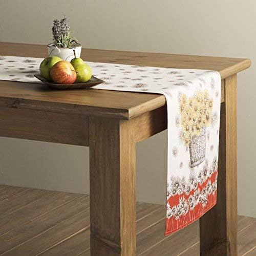 Maison d' Hermine Table Runner 100% Cotton Double Layer Table Runners 72 inches Long for Thanksgiving Christmas Decorations Home Kitchen Dining Party Wedding (Bagatelle, 14.5" x 72")