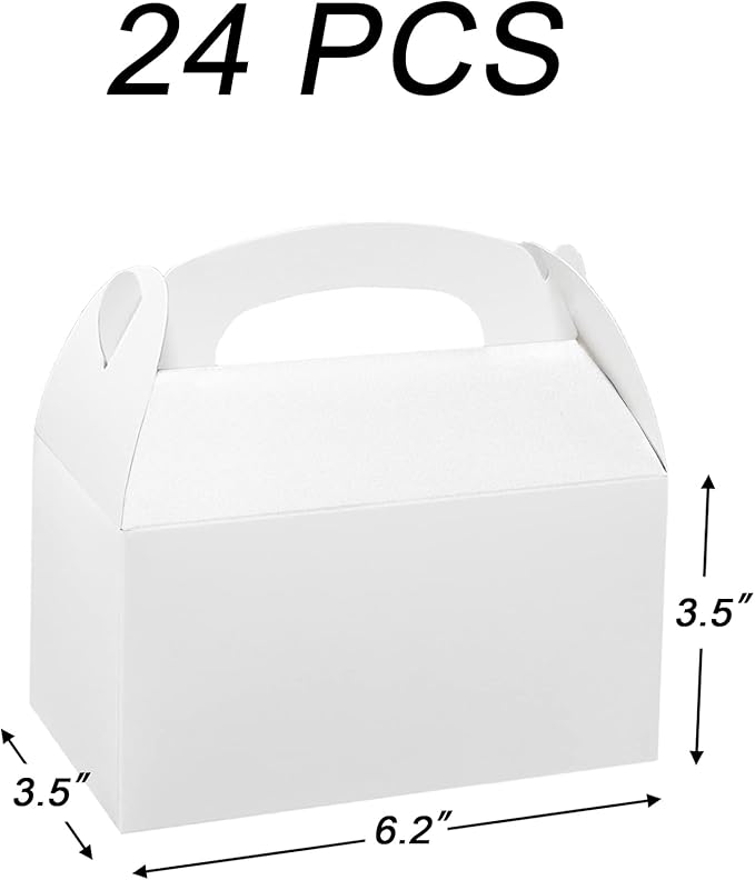 Xxcxpark 24 PCS White Gift Boxes 6.2x3.5x3.5 inches, Party Favor Kraft Paper Gift Packaging Box with Lid for DIY Crafting, Cube, Cupcake, Kraft Present Boxes for Birthday, Wedding